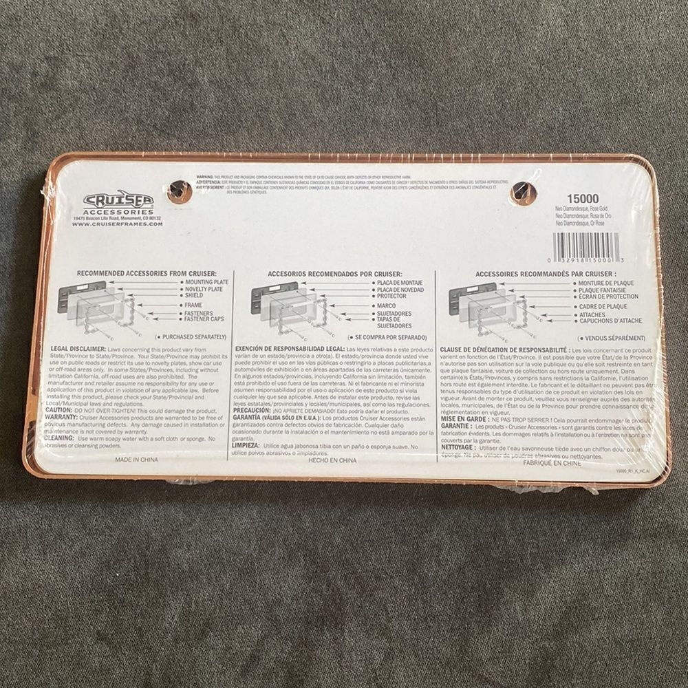 Neo Diamondesque Rose Gold License Plate Frame - Picture 3 of 7